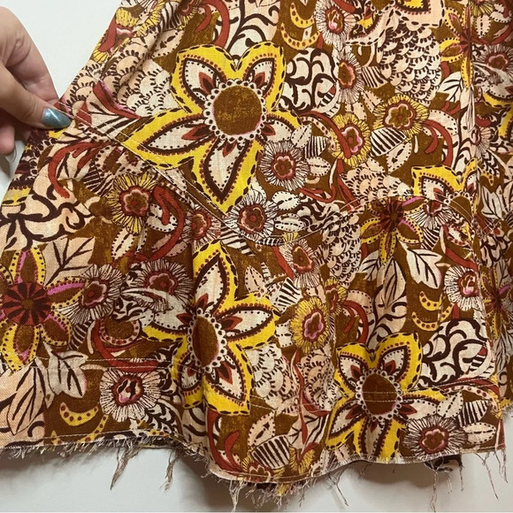 NWT PILCRO Boho Fall Colorful Puff Sleeve Cotton Linen Blend Tunic Dress - Picture 10 of 15